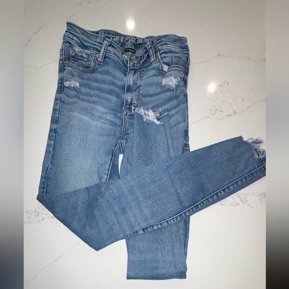 American Eagle “Easy Breezy Blue” high-waisted skinny jeans/Jegging size:0 - Picture 3 of 8